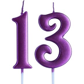Pink 13th Birthday Candle, Number 13 Years Old Candles Cake Topper, Girl Party Decorations, Supplies