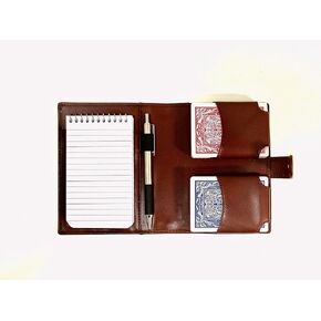 Playing Card Case - Fits Two Decks - Vegan Leather - Space for Pen and Notepad - Poker Case
