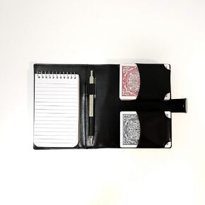 Playing Card Case - Fits Two Decks - Vegan Leather - Space for Pen and Notepad - Poker Case
