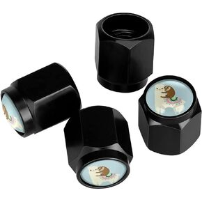 Vintage American Flag Tire Valve Stem Caps, Aluminum Black Stem Tire Valve Caps Universal Stem Covers for Cars, SUVs, Trucks, Bikes, Motorcycles, Bicycles (4 Pack)