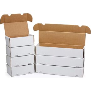 BCW Storage Box Variety Pack for Trading Cards | Holds 400 and 800 Standard Cards | 200 lb. Test Strength | Durable White Corrugated Cardboard for Pokemon, MTG, Sports, TCG | 4-Pack & 3-Pack Boxes