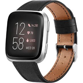 Leather Band for Fitbit Versa 2 Bands/Fitbit Versa Band/Fitbit Versa SE/Versa Lite Smart Watch Wristbands for Women Men, Adjustable Soft Leather Replacement Strap