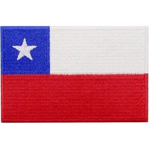 EmbTao Chile Flag Patch Embroidered National Morale Applique Iron On Sew On Chilean Emblem