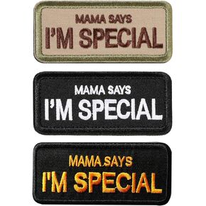 Tactical Military Embroidered Applique Morale Hook & Loop Patch Mama Says I'm Special (White & Black)