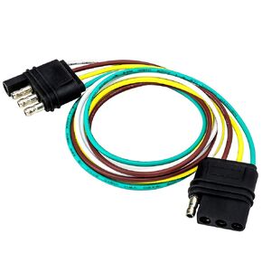 4 Way Flat Harness，GELRHONR 18AWG 4 Way 4 Pin Plug Flat Trailer Light Wiring Harness Extension for LED Tailgate Light Bar and Trailer Lights - 40cm/15.7 inch (M/F)