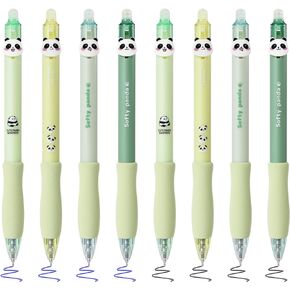 BAYTORY 8Pcs Cute Retractable Erasable Gel Pens, CS Fine Point 0.5mm, Quick Dry, Black and Blue Ink Pen with Eraser, Smooth Writing for Crossword Puzzle(Coffee)