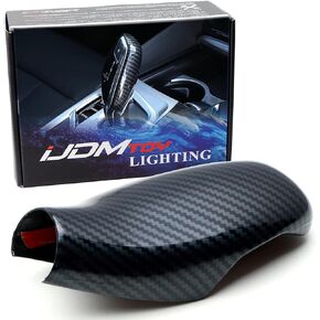 iJDMTOY Glossy Black Carbon Fiber Pattern Shifter Cover Shell Compatible with BMW 2018-up New 3 4 5 7 Series, 6GT, X3 X4 X5 X6 X7 (G Chassis Code)