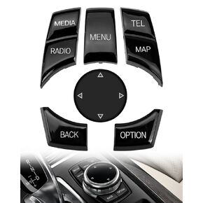 Multimedia IDrive Knob Control Button Fit for BMW 1 3 5 X1 X3 X5 X6 F10 F20 F22 F25 F30 F34 F36 Some Models, Media Radio Controller Knob Set Replace 6582 9206 446-C, Model A