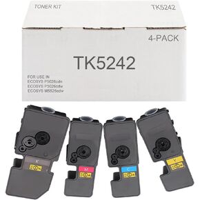 TK5242 Toner Compatible for Kyocera TK-5242 TK5242K TK5242C TK5242M TK5242Y (4 Pack, BK/C/M/Y) for Kyocera ECOSYS P5026cdw M5526cdw Toner