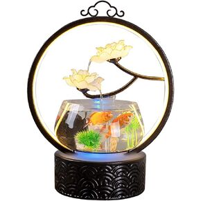 crapelles Tabletop Water Fountain, Indoor Lotus Cascading Waterfalls with Plum Blossom Flower,Special Metal Frame,Classical and Modern Decor,Gift for Mother’s Day/Wedding/Business of Home,Office