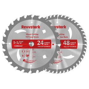 5-1/2" (10mm Arbor) Circular Saw Blades 24T&48T, Carbide Tipped Teeth, Heavy Duty TCT Saw Blades for Cutting Various Wood, Plastic and Composite Materials