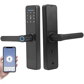 Fingerprint Smart Lock, WiFi Electronic Door Lock with Handle, Mechanical Keys Touchscreen Digital Front Door Lock, Password/IC Card/for Tuya Access