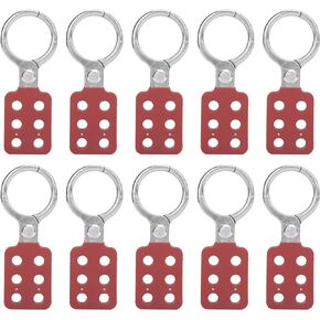 10pc Master Lockout Tagout Hasp 38mm / 1.5in, 6 Holes, Aluminum Insulation, Excellent Insulating Capacity, Rust Proof, Industrial Safety Tool for Flammable Explosive Areas, Red