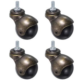 uxcell 1.5 Inch Ball Caster Wheels, 4pcs Threaded Stem Caster 360 Degree Rotatable Caster Wheels for Furniture, Silver Tone
