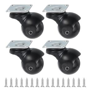 uxcell 2 Inch Ball Caster Wheels, Swivel Furniture Casters Set of 4, 360 Degree Rotatable Plate Caster Wheels for Furniture, Black