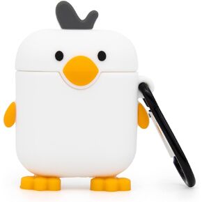 Cute Airpods Case, Airpods 2 Case, Chick Funny 3D Cartoon Animals Case, Soft Silicone Shockproof Charging Cover with Carabiner for Airpods 1st Generation, Airpods 2nd Generation