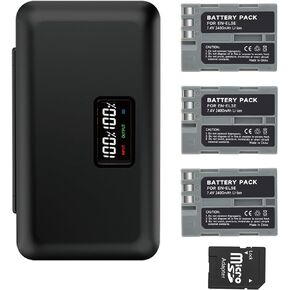 3Pack EN-EL3e Replacement Batteries with Card Reader Charger for Nikon D300, D300S, D200, D100, D90, D80, D70, D70s,D50 & More Digital Camera (Without SD Card)