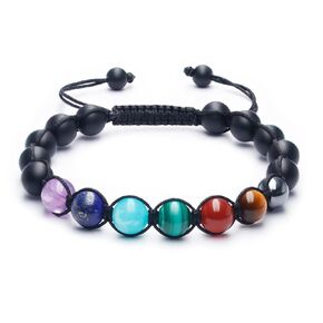 7 Chakra Bracelet with Real Stones - GENASTO Healing Crystal Stone Beads Bracelet Chakra Bracelet for Men and Women Yoga Crystals Beaded Bracelet for Meditation Relax