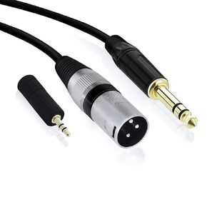 GearIT XLR ذكر إلى TRS ذكر 1/4 بوصة 6.35 مم (كابل ذكر TRS إلى XLR) 10 أقدام - مع محول 1/8 بوصة 3.5 مم