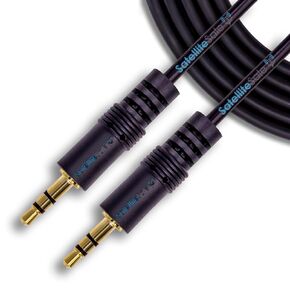SatelliteSale مساعد 3.5 ملم مقبس الصوت ذكر إلى ذكر كابل مساعد ستيريو رقمي سلك عالمي PVC سلك أسود 6 أقدام