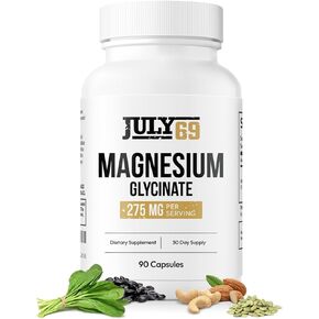 Magnesium Glycinate 275mg, 90 Capsules, Vegan, Gluten & Soy Free, Made in USA