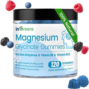 1000mg High Absorption Magnesium Glycinate Gummies for Adults & Kids - Chewable Magnesium Supplement for Calm, Sleep, Muscle Relief, Nerve Support - 120 Gummies, 60 Day Supply