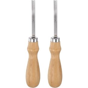 HARFINGTON 2pcs Leather Edge Bevelers 4mm Wide Mouth Stainless Steel Skiver Leather Tool Leather Edge Skiving Beveler with Wood Handle for Leather Edger Trimmer Cutting Thinning Crafting