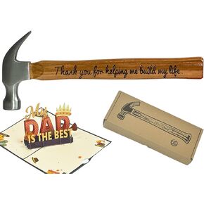 Fathers Day Gifts for Dad - Personalized Engraved Wood Handle Steel Hammer Gifts, Thank You for Helping Me Build My Life, Ideal Papa Gifts from Daughter and Son