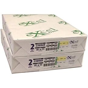 Excel One Carbonless 2-Part Reverse Paper (Canary Yellow / Bright White), 8.5" x 11" (230949), 250 Sets Per Ream - Two (2) Reams (500 Sets)