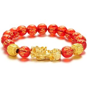 Feng Shui Obsidian Pixiu Buddha Beads Elastic Bracelet Good Luck Obsidian Wealth Protection Bracelet Can Bring Luck and Prosperity Buddha Beads Elastic Bracelet for Women Men Gifts Jewelry
