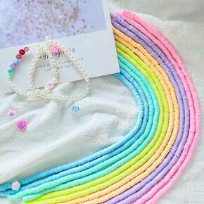 10 Strands Clay Beads for Bracelets Making 3600Pcs Polymer Clay Beads Disc Flat Heishi Beads Round Colorful Handmade Spacer Beads for Jewelry Making DIY Friendship Bracelet Necklace Earrings