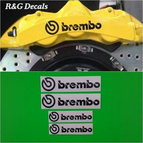 R&G Brembo 6 Piston & 4 Piston High Temp Brake Caliper Decal Sticker Set of 4 Decals + Instructions + Decal Surface Preparation Solution (Black)