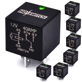 HD Switch 6 Pack 40A Waterproof Relay Replaces Bad Boy Mowers 086-1201-00 fits ZT CZT MZ Magnum AOS PUP Lightning MZ Outlaw Extreme XP Rebel Renegade Rogue Maverick Stand-On w/LED & Dielectric Grease