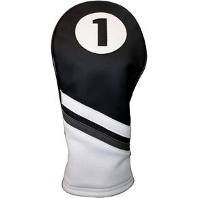 Golf Headcover Black and White Vintage Leather Style Driver Head Cover Fits 460cc Drivers