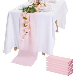 Peomeise 6pack Chiffon Table Runner 14X108 Inch Sheer Wedding Runner,Romantic Rust Sheer Fabric for Wedding Decorations,Baby Shower and Birthday Party