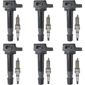 Ignition Coil Iridium Spark Plugs Set of 6pcs UF603 C1624 Compatible with Honda Pilot Accord Odyssey Ridgeline Acura MDX RDX TSX ZDX RL TL TSX 3.5L 3.7L V6