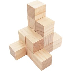 50 Pieces 1 Inch Wooden Cubes, Unfinished Blank Wood Square Blocks, Wood Craft Cubes for Painting Decorating Crafting DIY Project