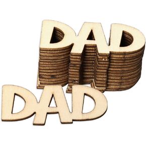 30 Pcs Little DAD Wood Crafts DIY Cutout Wooden Slices Embellishments Unfinished Wood Ornaments for Happy Father's Day Daddy's Birthday Party Decorations