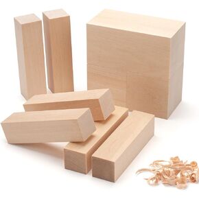 كتل نحت خشب الزيزفون 7 قطع مجموعة كتل خشبية لنحت الخشب، تبييض الخشب، كتل نحت الخشب الصغيرة غير المكتملة للحرف اليدوية، مبتدئين النجارة، هوايات البالغين in Kuwait