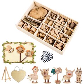 EVDBOBO DIY Wood Chip Craft Kit -Elevate Loose Parts Play Interaction-Enhance Kid Creativity with Natural Wood Slices