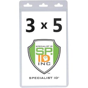 10 Pack - Clear Vertical 3X5 Vinyl Oversized ID Badge or Ticket Holder - 3 X 5 Inches (XL35V) by Specialist ID