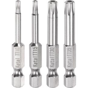 4pcs TT10-TT35 Star 7 Point Screwdriver Bit 1/4" Hex Shank 2" Length Magnetic Security Torx Screw Driver Power Tool