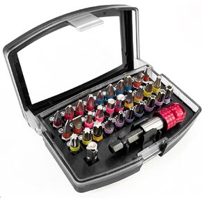32-Piece Screwdriver Bit Set, 1/4 Inch Hex Shank Screwdriver Bit Set with Quick Change Bit Extension Holder, Phillips Hexagon Torx Slotted Security Bit Set