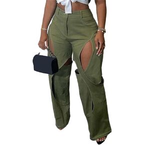 السراويل البضائع النسائية عالية الخصر التعب الجيش فضفاضة مستقيمة واسعة الساق السراويل التمويه الشارع الشهير in Kuwait
