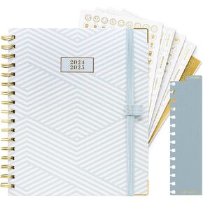 PAPERAGE 2024-2025 Hardcover Monthly & Weekly Planner with Spiral Binding, 12 Month (July 2024 - June 2025), 7.5 in x 9 in, Productivity Planner with Trackers, Stickers & Pen Holder (Blue Colorblock)