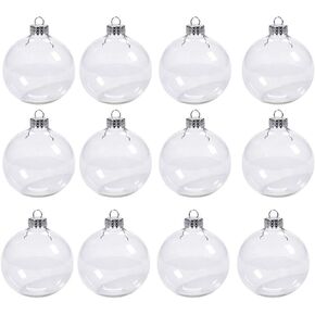20 Pcs DIY Clear Plastic Fillable Ornament Balls,Ball with Removable Silver Metal Cap, Each Has a Silver Rope, for Christmas Holiday or Wedding Party,Perfect for Decorating on Christmas Trees in Saudi Arabia