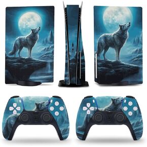 Resentment of The Wolf 5 Skin Console and Controller Accessories Cover Skins Anime Vinyl Cover Sticker Full Set for 5 Disc Edition