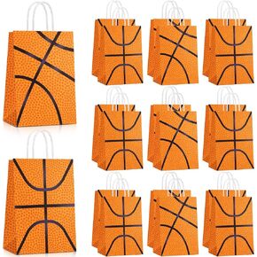 30 Pcs Basketball Tennis Party Bags Baseball Tennis Gift Goodie Favor Bags Treat Candy Goody Bags Party Decorations Birthday Bag with Handle for Kids Sports Theme Birthday Party Supplies (Basketball)