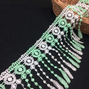 FQTANJU 1 Yards 5 Inch Wide Lace Trim with Tassel, Two-Color DIY Sewing Applique Crafts