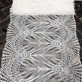 8 Inch Wide Lace Stretch Lace Ribbon Trim Lace Fabric for Table Runner, Garment and DIY Crafts-5 Yards (5002 White)